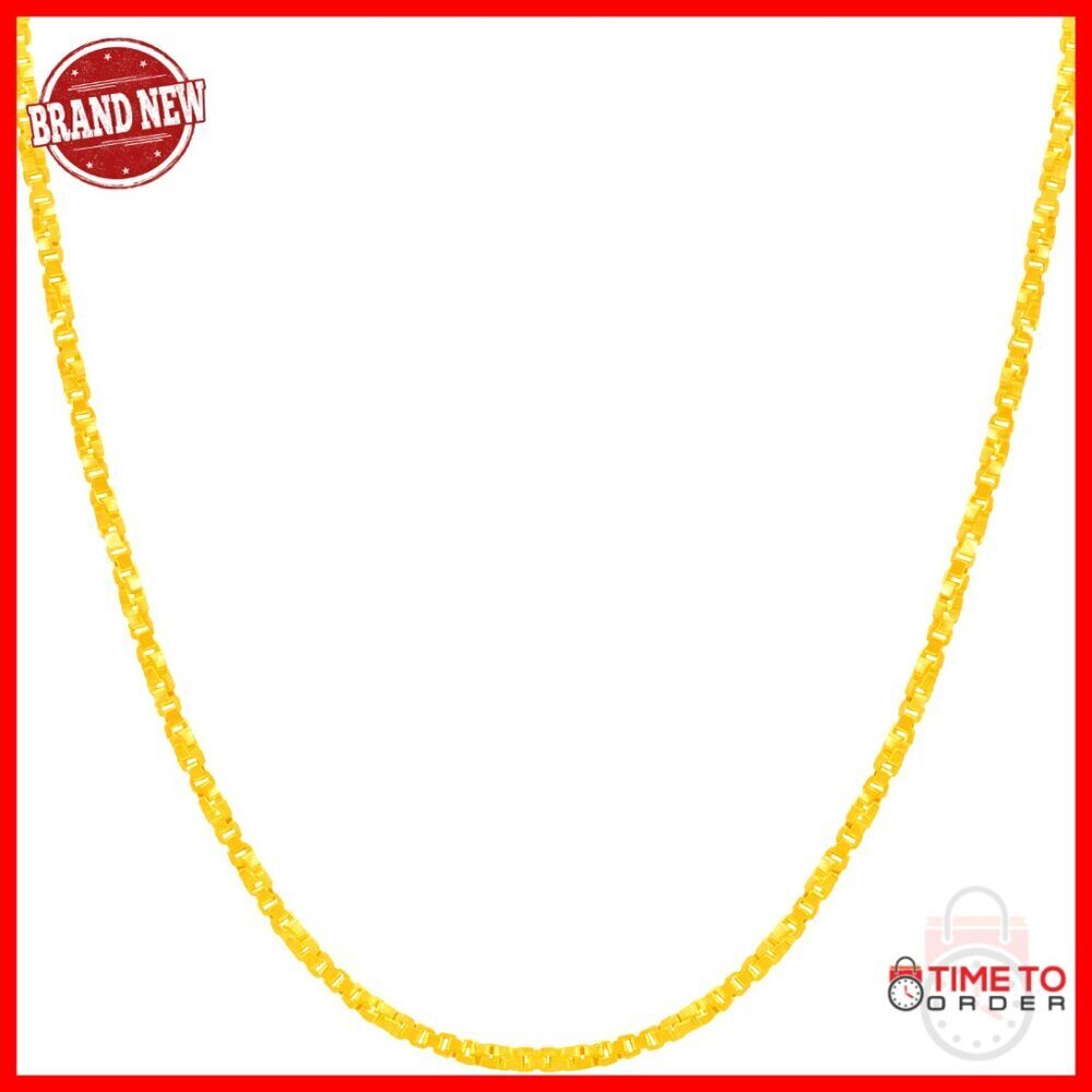 1.7mm Twisted Box Chain Necklace 24k Gold Plated Men Women 16-30in